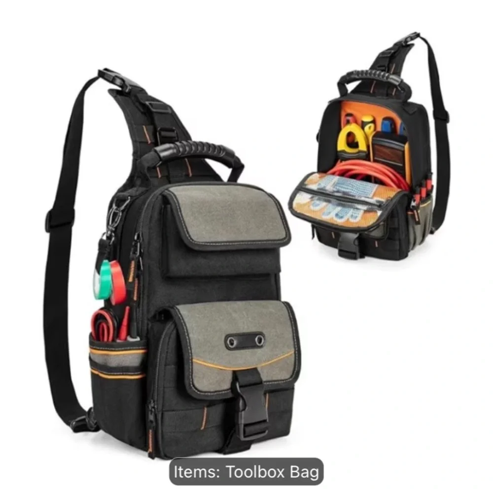 Heavy Duty Waterproof Electricians / HVAC Technician Tool Backpack Crossbody Bag